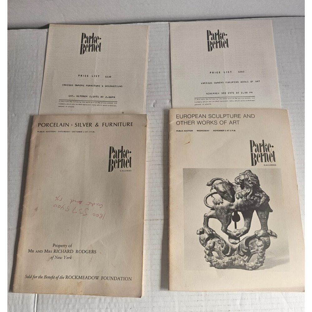 2x Lot Vintage 1971 Parke Bernet European Sculpture & Porcelain Auction Catalog